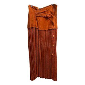 Orange Suede and Knit Ted Lapidus Skirt